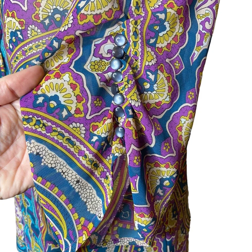 3/$20 NICOLE BY NICOLE MILLER Blouse Paisley Mandala Print 3/4 Sleeve Top Medium